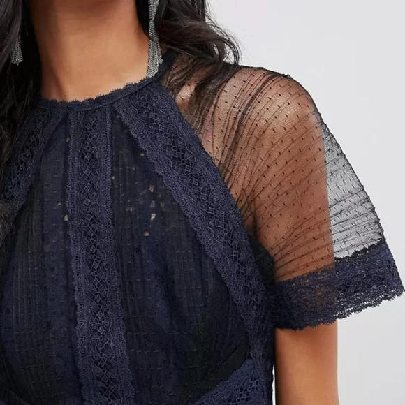 ALLSAINTS Lace Panel Midi Dress